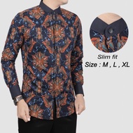 Kemeja Batik Pria Slimfit Baju Batik Pria Lengan Panjang Colin Dion