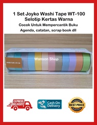 SELOTIP KERTAS WARNA /PITA WARNA PEREKAT SET/ JOYKO WASHI TAPE WT-100