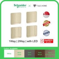 Schneider Electric AvatarOn- Metal Gold Hairline, 16AX 250V 1Gang to 4Gang/ 1Way, 2Way Switch or with LED