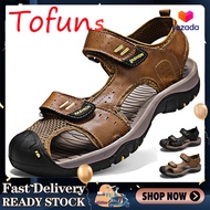 Tofuns รองเท้าแตะหนังวัวแท้สำหรับผู้ชาย รองเท้าปีนเขากีฬากลางแจ้งรองเท้ากันลื่นหนาและทนต่อการสึกหรอ