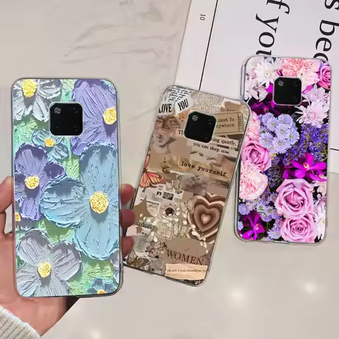 For Huawei Mate 20 Pro Case New Fashion Flower Soft Silicone Phone Back Cover Coque For Mate20 mate2