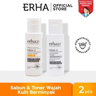 ERHA Bundle ERHA 2 Facial Wash 60ml & ERHA 3 Balancing Toner 60ml - Sabun & Toner Wajah Berminyak
