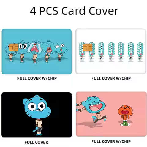 The Amazing World Of Gumball 4pcs 1Set Credit Debit Card Sticker Sticker Decoration Waterproof Small