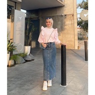 CODE K88P Hud THEANA JEANS ROK SNOW BLUE BELAH ZENDA PRABO JEANS SKIRT LONG JEANS ROK FASHION JUMBO 