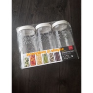 Lock & Lock SQUARE DOOR POCKET CANISTER 1 LT HTE531S3 LL FOOD JAR CONTAINS 3 LOCK & LOCK SET 3P