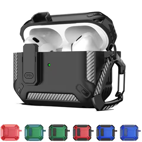 TPU Earphones Protective Cover Security Lock Case Headphones Cover With Keychain For Apple Air Pods 