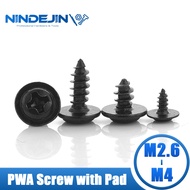 NINDEJIN Black Cross Round Head Self-Tapping Screw Carbon Steel Bolt - M2.6/M3/M3.5/M4 (40/50 Pcs)