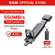 SSK Dual Drive SSD OTG Pendrive Type C Gen 2 USB C (550Mb/s) SD301
