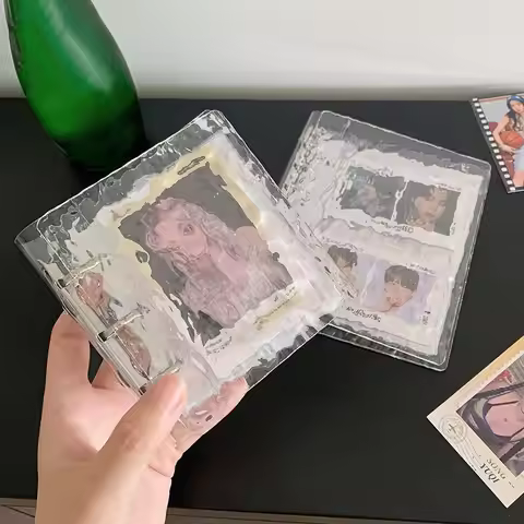 Simple Acrylic Photo Album A5/A7/A8 Loose-leaf Photocard Holder Water Ripple Design Idol Card Organi