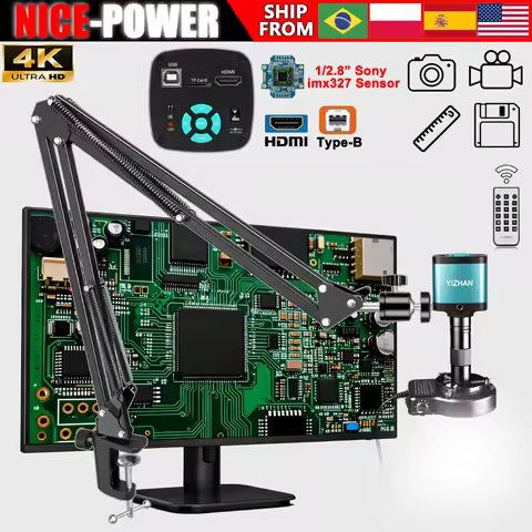 NICE-POWER 150X Digital Microscope 4K 60MP/48MP/13MP HDMI Type-C/USB Industrial Video Microscope Cam