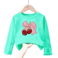 baju Atasan kaos anak perempuan gambar pita lengan panjang Tshirt kids pita 1-12tahun k.010