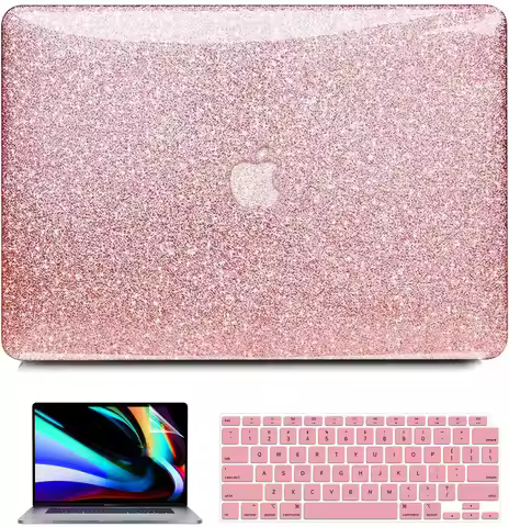 Glitter Glossy Plastic Hard Case + Keyboard Cover + Screen for MacBook Air 13 M1 2022 16" A2485 A233