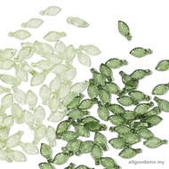 ALLGOODS Green Transparent Leaf Shape Beads, Leaf Shape Transparent Green Acrylic Leaf Beads, Handma