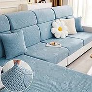 Furniture Cover Sofa Seat Cushion Cover, High Stretch Sofa Cover 3 1 2 4 Seater L Shape, Spandex Jacquard Fabric Sofa Cover, Non Slip Sofa Slipcovers With Elastic Bottom (Color : Light Blue, Size :