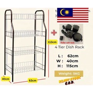 (Ready Stock)Indo S Dish Rack /4 Tingkat rak pinggan/Rak mangkuk dan cawan rak/Rak dapur/jimat/space