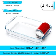 NUTRIUPS 1.8Quart Glass Baking Dishes for Oven, 12x7x2in Tempered Glass Lasagna Baking Dish, Rectang
