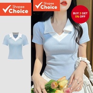 B87-MAY24-A-Colorblock Polo Collar T-shirt-TSB87ED116  B87-MAY24-A-Kolar polo warna kontras-TSB87ED1