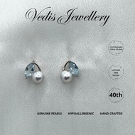 Vedis "Akoya Aquamarine" Premium Akoya Sea Pearl 6mm-6.5mm Earring