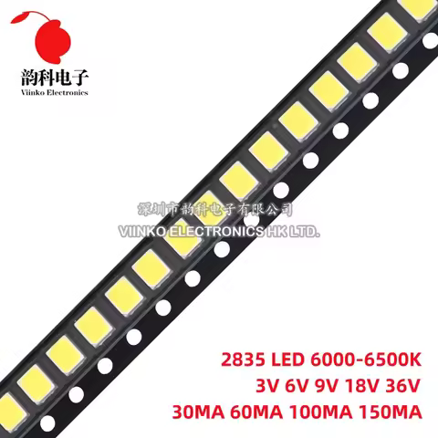100pcs High Brightness SMD LED 2835 1W 0.5W 0.2W White 3V 6V 9V 18V 36V 150MA/100MA/30MA/60MA/80MA 6