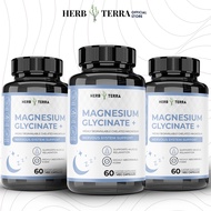 [ Bundle of 3 ]  Herb Terra Magnesium Glycinate 500 mg, Supplement for Sleep, Heart, Nerve and Bone 