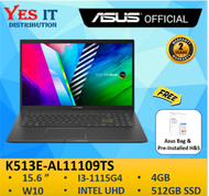 Asus VivoBook 15 OLED K513E-AL11109TS 15.6" FHD Laptop Indie Black ( i3-1115G4, 4GB, 512GB SSD, Intel UHD, W10, HS, 2YW )