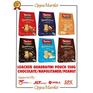 Loacker QUADRATINI WAFER IMPORTED BIG POUCH CHOCOLATE/NAPOLITAR/PEANUT BUTTER 250GR