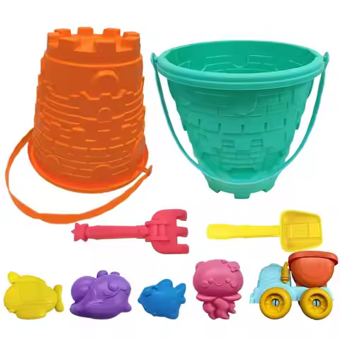 Beach Sand Toys Kit Beach Bucket and Spade Toys Portable Sandbox Castle Supplies for Friends Boys To