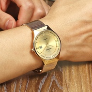 WWOOR Watch For Men Fashion Ultra Thin Silver Mesh Steel Quartz Clock Casual Waterproof Date Wristwa