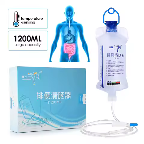 1200ml Reusable Enema Bag Kits Set Extra 10pcs Enema Clean Head Household Medical Colonic Cleansing