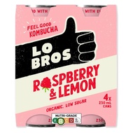 Lo Bros Organic Kombucha - Raspberry & Lemon 4 x 250ml