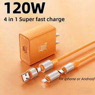 4in1 120W phone 17 Super Fast Charging Micro TypeC USB Cable Android Mobile Phone Charger USB Cord