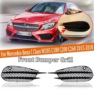For Mercedes-Benz C-Class W205 C43 C205 S205 AMG Line 2015‑2018 Front Bumper Fog Light Racing Grille