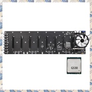 (TQYV) ETH-B75 BTC Mining Motherboard with G530 CPU+CPU Fan LGA1155 8 PCIE Slots 65mm VGA USB3.0 Support DDR3/DDR3L SO-DIMM RAM