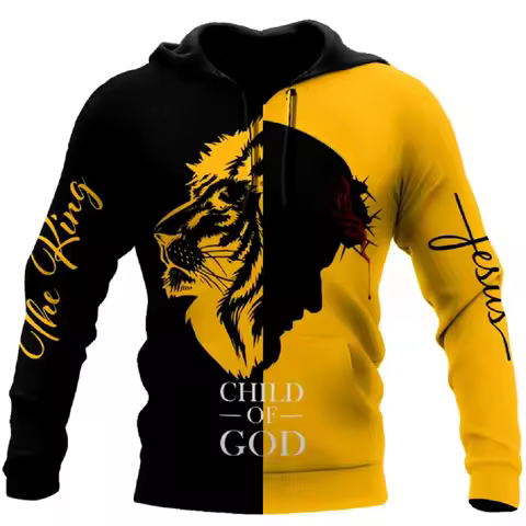 Christian Jesus Mens Hoodie 3D Print Harajuku Clothes Fashion Hooded Sweatshirt Casual Pullover Stre