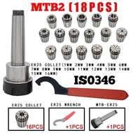 Complete Package Arbor collet MTB2 M10 ER25 set collet ER25 16pcs 1mm - 16mm