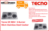 TECNO Tecno 3-Burner 90cm Stainless Steel Cooker Hob (SR 98SV) / FREE EXPRESS DELIVERY