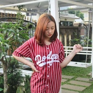 MERAH Baseball Shirt / Dodgers Baseball Jersey Red Striped Men & Women