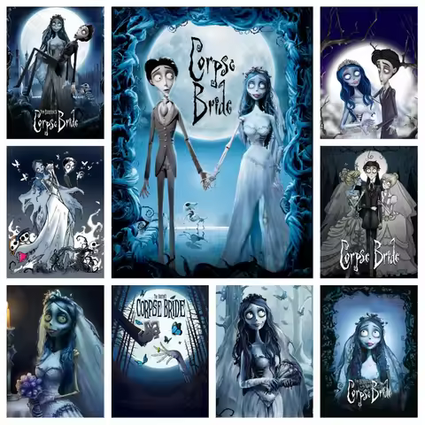 Tim Burton Corpse Bride Movie Diamond Painting Kits Horror Skull Bride Emily Victor Photo Art Cross 