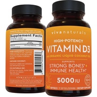 Viva Naturals Vitamin D3 5000 IU 125 mcg - 360 Softgel, Essential D3 Vitamin, Supports Bone Health, 