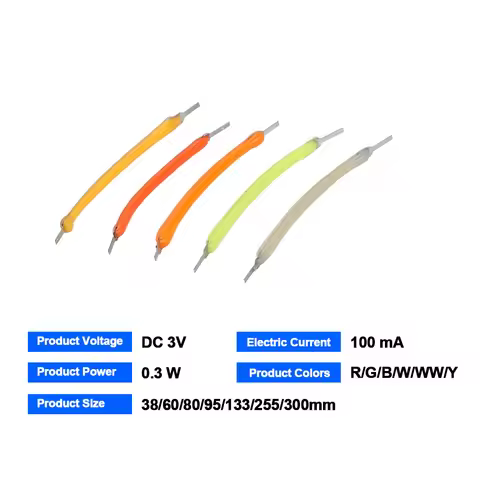 38/60/80/95/133/255/300mm Narrow 360 Degree Luminous DC 3V Diy Led Filament Flexible Silicone Lamp E