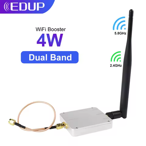 EDUP WiFi Amplifier 2.4GHz 5.8GHz Wireless Signal Booster Long Range 4W Dual Band For House Office W