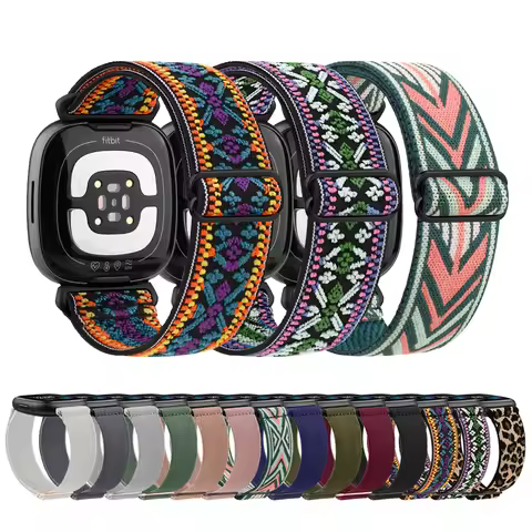 For Fitbit Versa 3/Versa 4 Band Strap Elastic Nylon Adjustable Watchband For Fitbit Sense/Sense 2 Wr