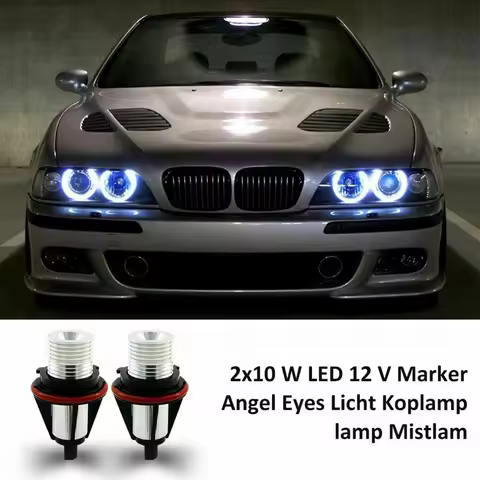 1Pair 8000K White LED Angel Eye Marker Halo Light Bulbs Lamps For-BMW E39 E53 E60 E63 E64 E66 E87 5 