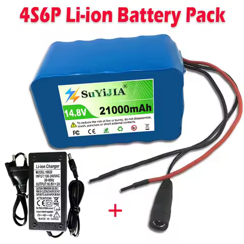 4S6P 14.8V 21Ah 18650 Li-ion Battery Pack with BMS for Night Fishing Lamp Heater Miner's Lamp Amplif