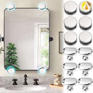 Bathroom Wall Mount Round Oval Shape Frameless Mirror Holder Clip / Bedroom Dressing Mirror Glass Support Clamp