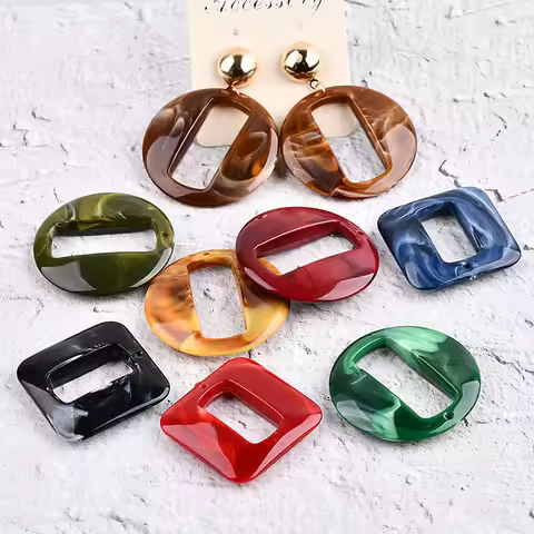 Jade Turquoise ABS Resin Material DIY Round Square Jewelry Earrings Earrings Sweater Chain Necklace 