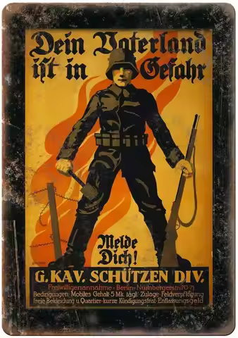 Retro Metal Tin Sign Vintage German WW2 Poster Art Aluminum Sign for Home Coffee Wall Decor -aluminu
