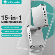 Yottamaster ประเภท C ฮับ 15 in 1 4K 60Hz USB สถานีเชื่อมต่อ USB C ถึง HDMI DP RJ45 เครื่องอ่านการ์ด 