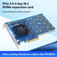 JMT PCI-E 4.0 To M.2 NVME 4-bay Expansion Card PCI-E 4.0 X8 128Gbps For M.2 NVME M Key / B+M Key 221