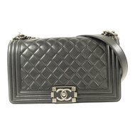 CHANEL 羊皮皮革Boy 25銀扣鏈帶肩背袋